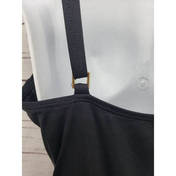 La Blanca SIZE 10 Island Goddess One Piece Shired Twisted Skirted Swimsuit Black - Picture 7 of 11